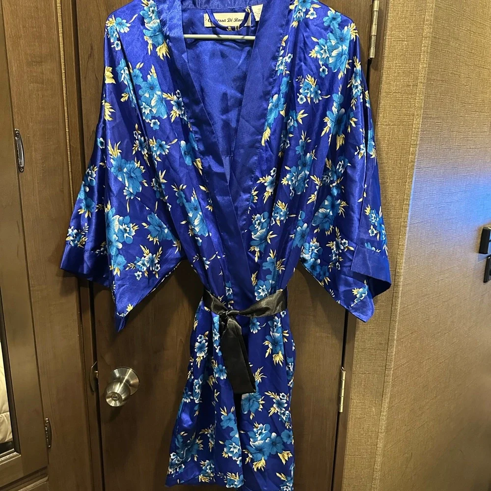 Source Unknown Blue Floral Robe - Picture 1 of 5